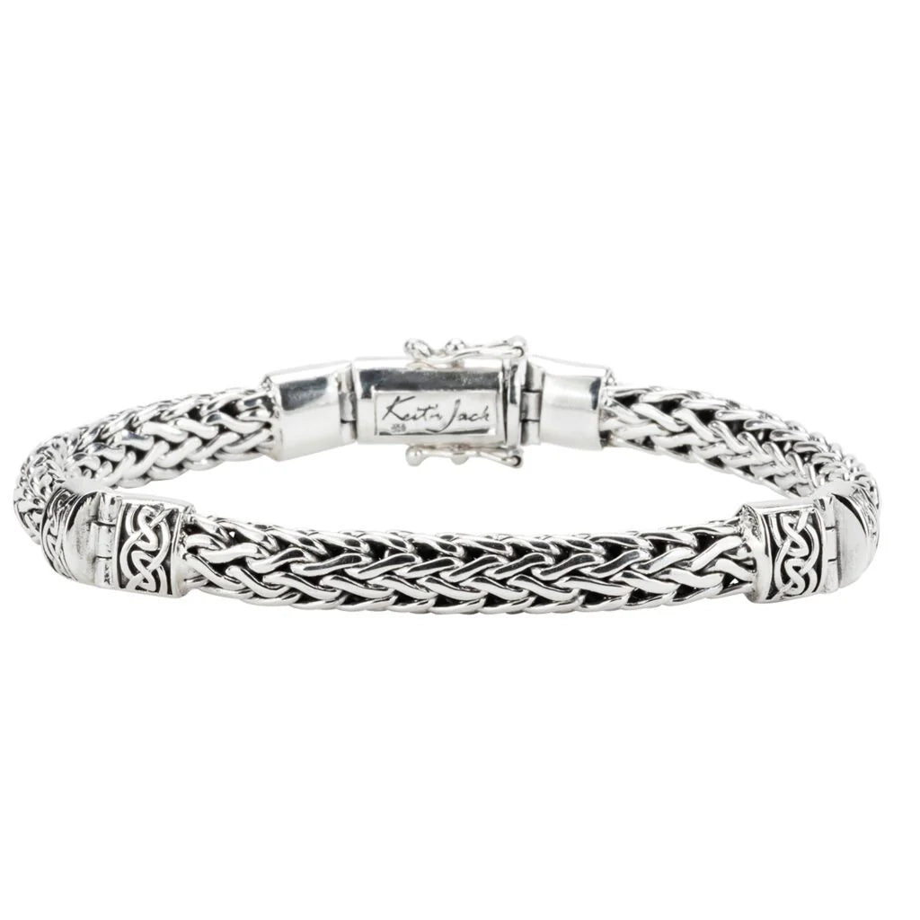 Silver Dragon Weave Hinged Bracelet