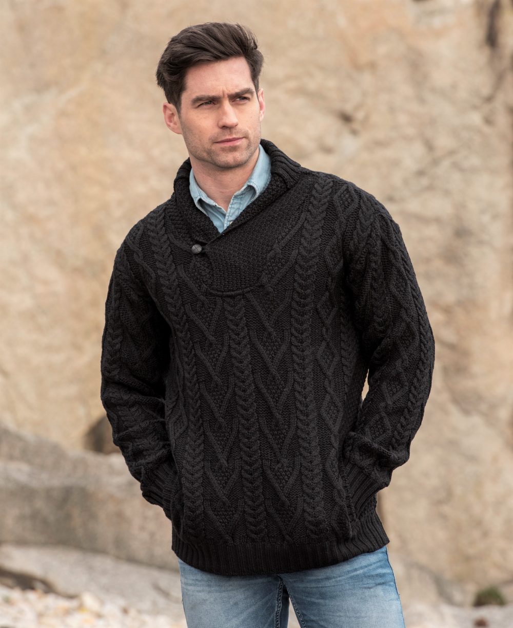 Men's Merino Wool Shawl Collar Sweater | Scotland House, Ltd.