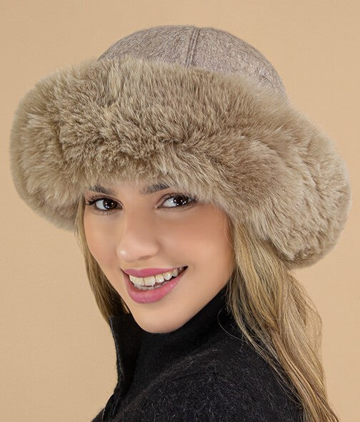 Vintage Style 100% Wool Felt Cloche Hat Brown Faux Fur Trim Winter RN 110280 1970s Neiman Marcus Cloche Hat | Faux Fur Fun main image 4