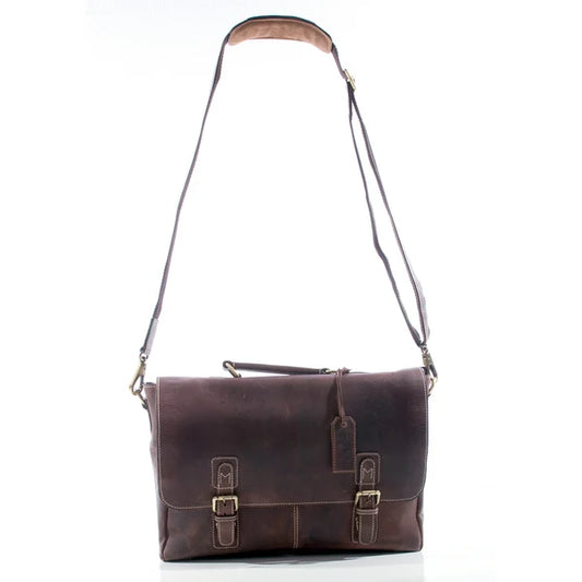 Dark Leather Briefcase & Shoulder Bag