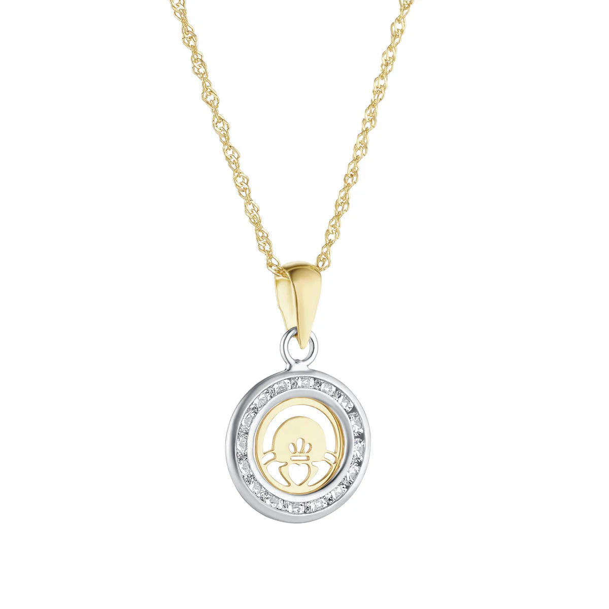 Petite Gold Round Claddagh Pendant