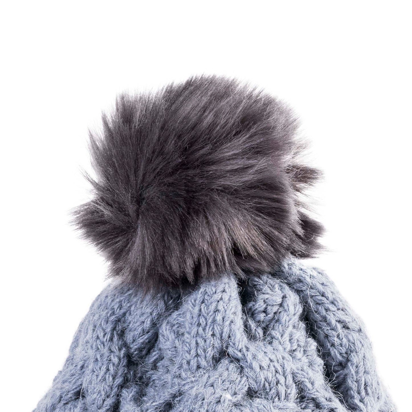 Aran Diamond Cable Button Hat - Slate