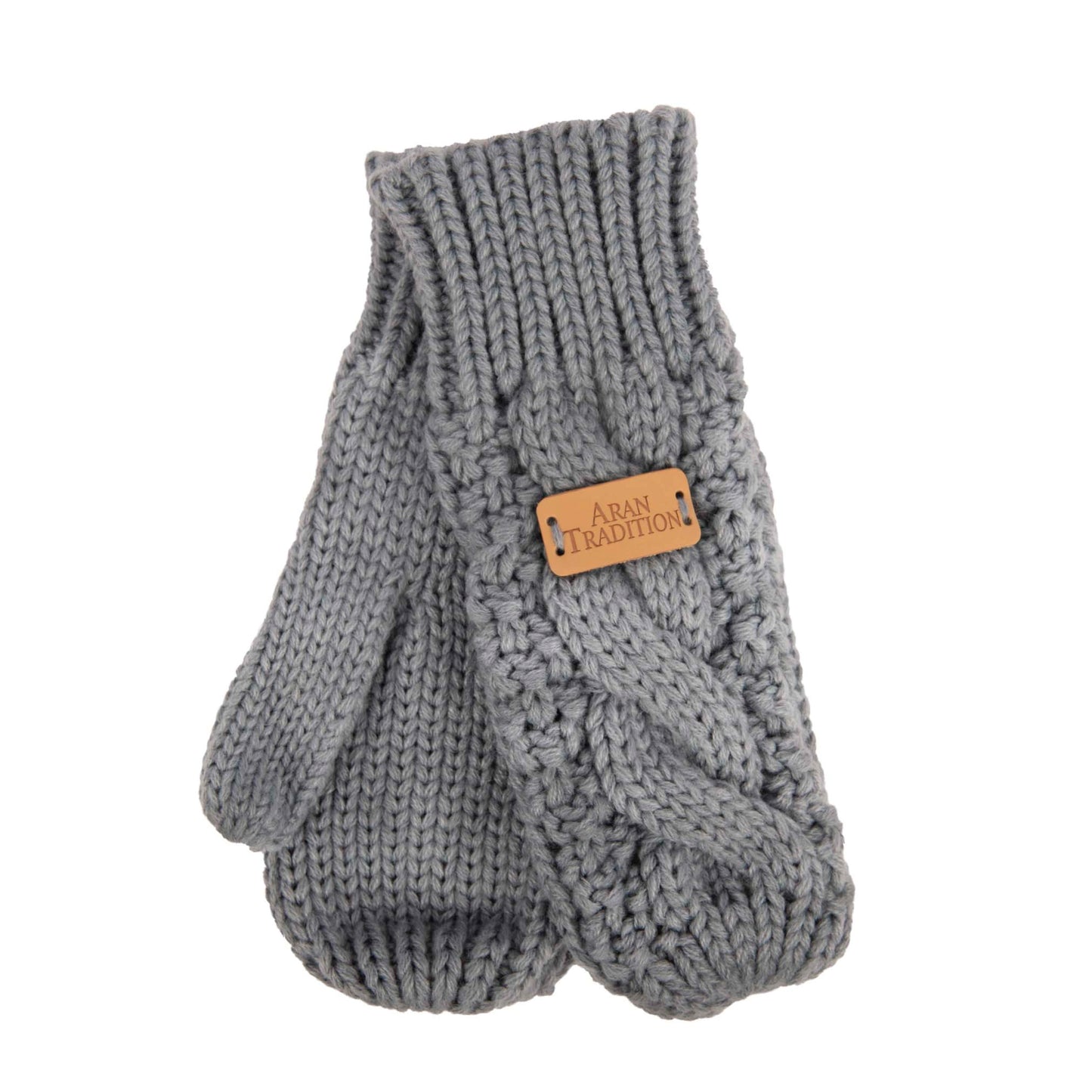 Aran Cable Mitts - Slate