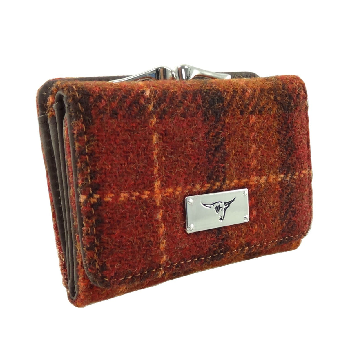Harris Tweed Small Clasp Purse in Heather Check