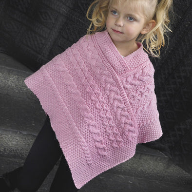 Girl's Aran Sweater Poncho [3 Colors]