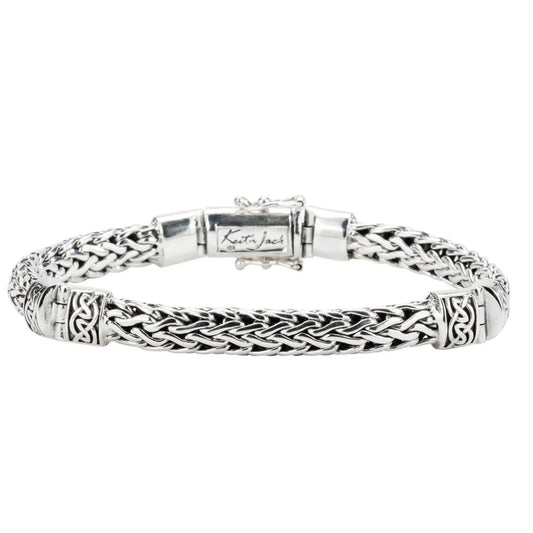 Silver Dragon Weave Hinged Bracelet