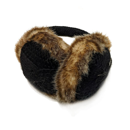 Ear Muffs with Faux Fur Black
