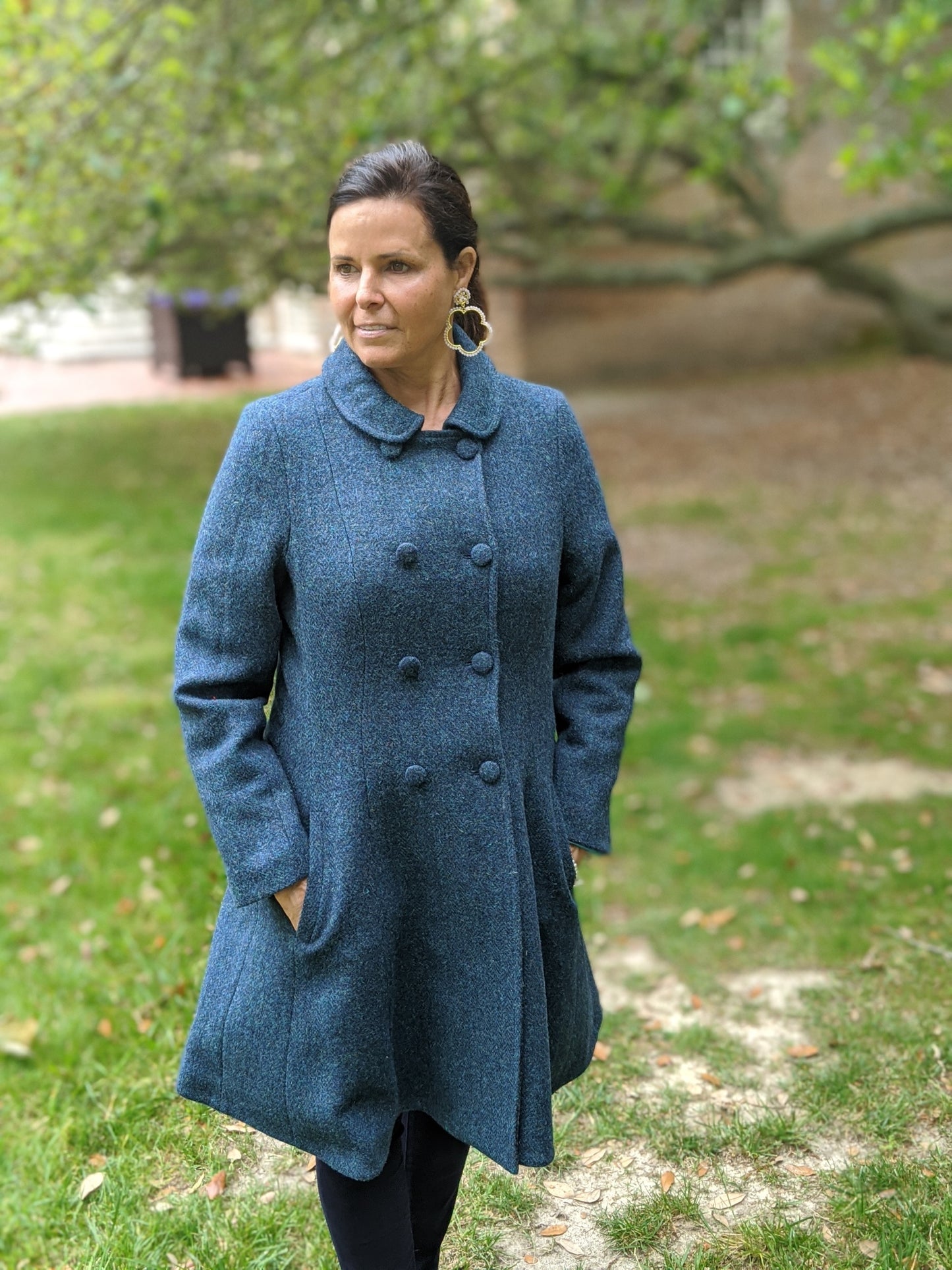 Belle Semi-Flare Harris Tweed Overcoat [3 Colors]