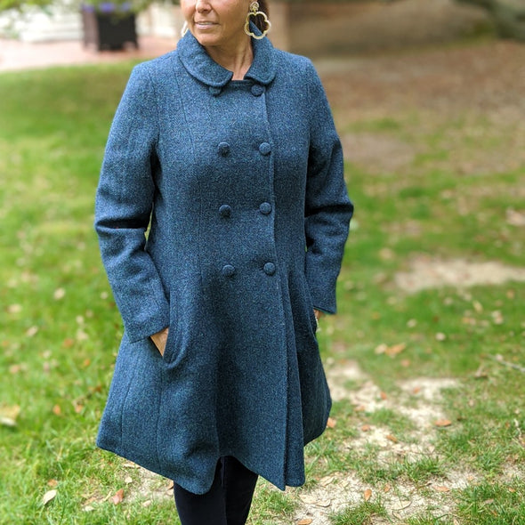 Belle Semi-Flare Harris Tweed Overcoat [3 Colors]