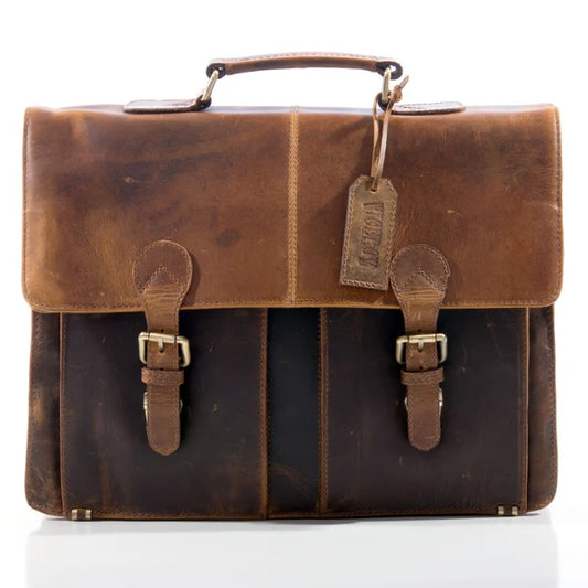 Distressed Leather Briefcase & Shoulder Bag