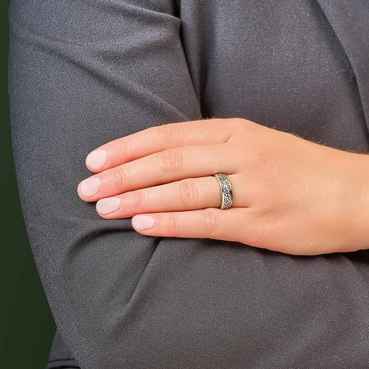 Women's Silver Oxidized Trinity Knot Ring