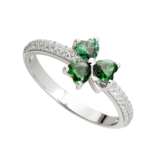 Green CZ Shamrock Ring