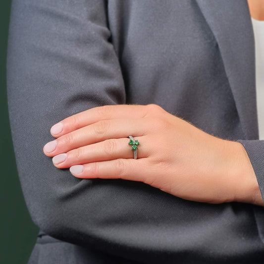 Green CZ Shamrock Ring