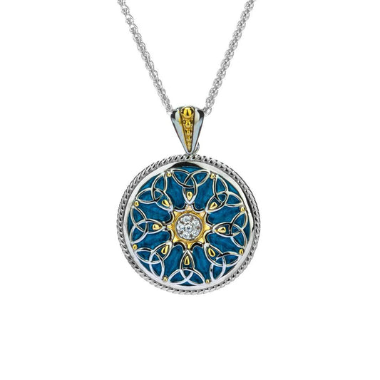 Silver & 10k Gold Trinity Enamel Pendant