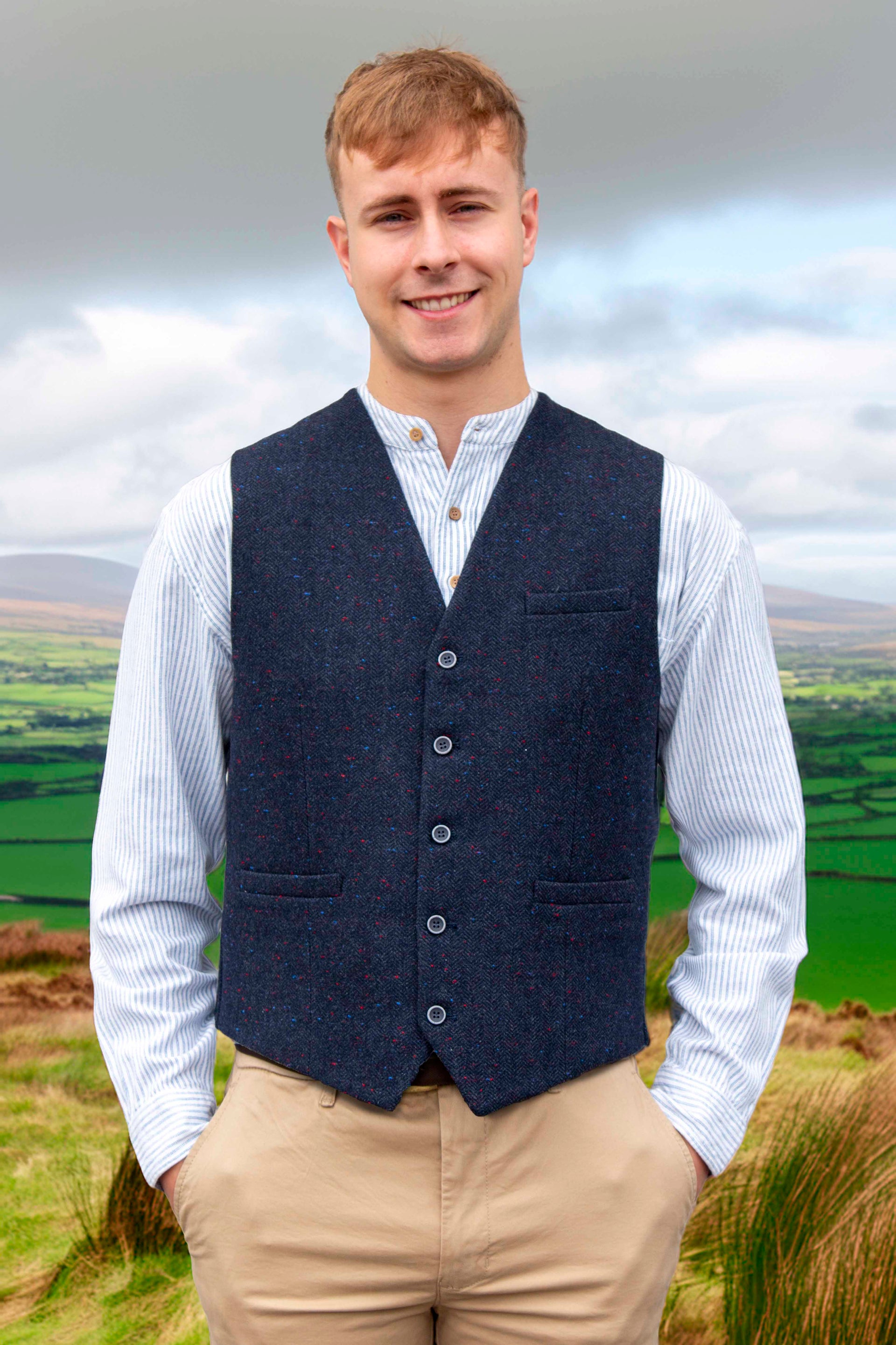 Tweed Waistcoat 48 Navy