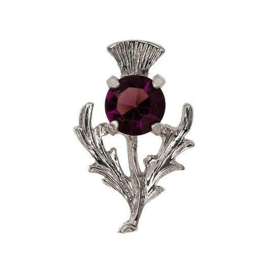 Scottish Thistle Brooch with Stone, Large