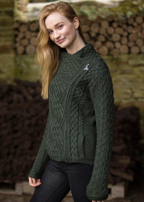 Aran Side-Zip Mid Collar Cardigan [3 Colors]