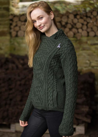 Aran Side-Zip Mid Collar Cardigan [3 Colors]
