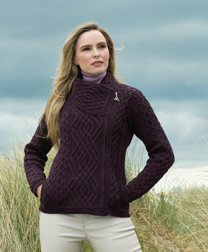 Aran Side-Zip Mid Collar Cardigan [3 Colors]