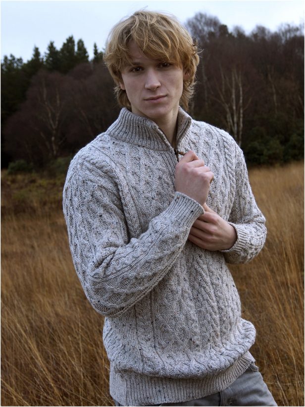 Men's Half-Zip Aran Sweater Scotland House, - Main Image