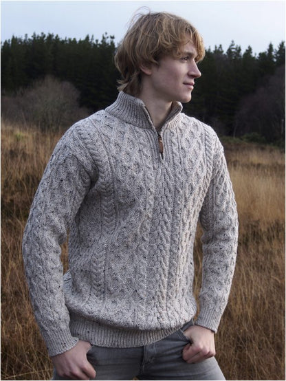 Quarter-Zip Aran Sweater [3 Colors]