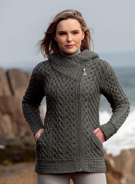 Aran Side Zip Hooded Cardigan [3 Colors]