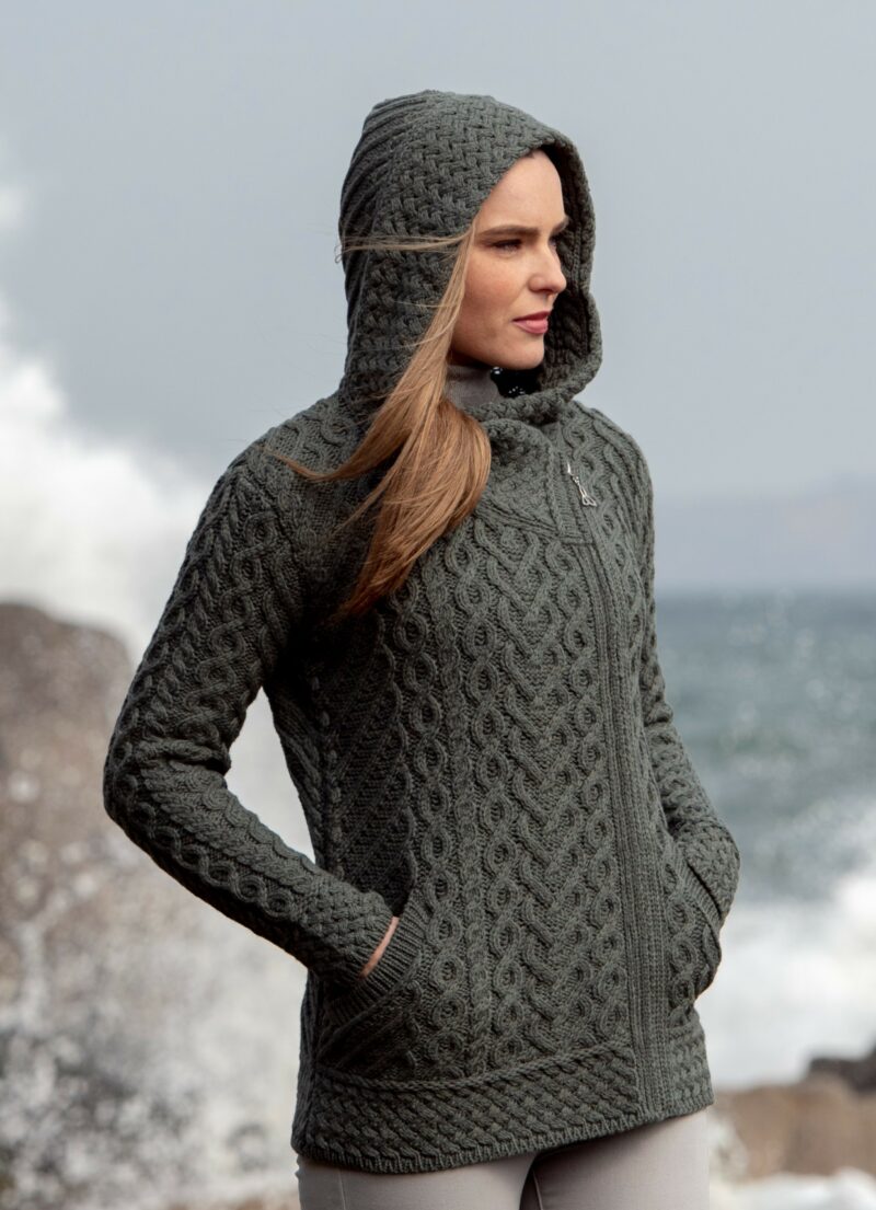 Side Zip Hooded Aran Cardigan | Scotland House, Ltd.