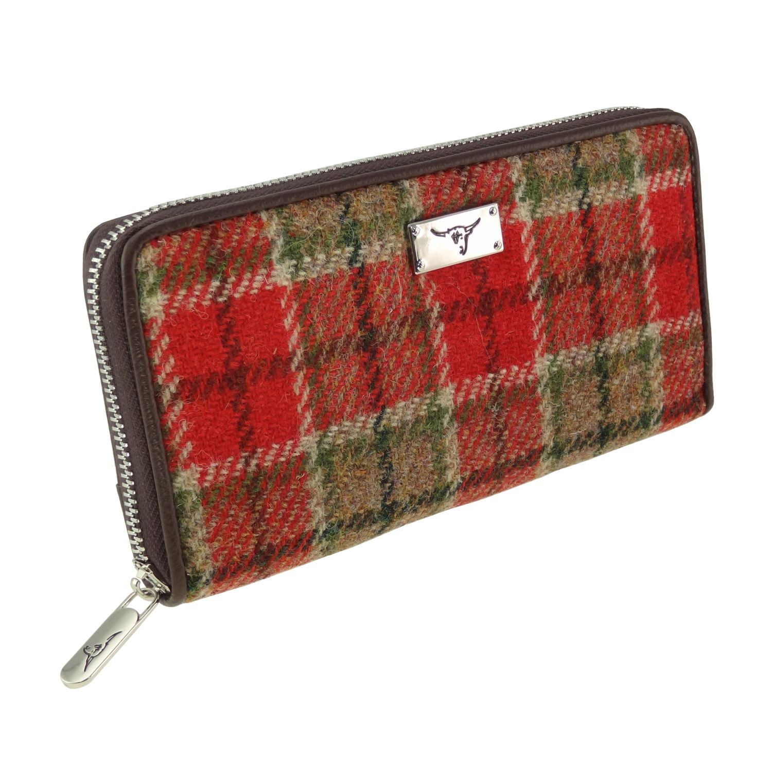 Harris Tweed Plaid Tartan Zip Astucci Trucco Astuccio portapenne Borsa (Rosso Tartan