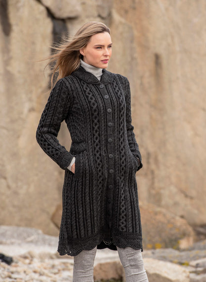 Aran Long Button Cardigan Coat [2 Colors]