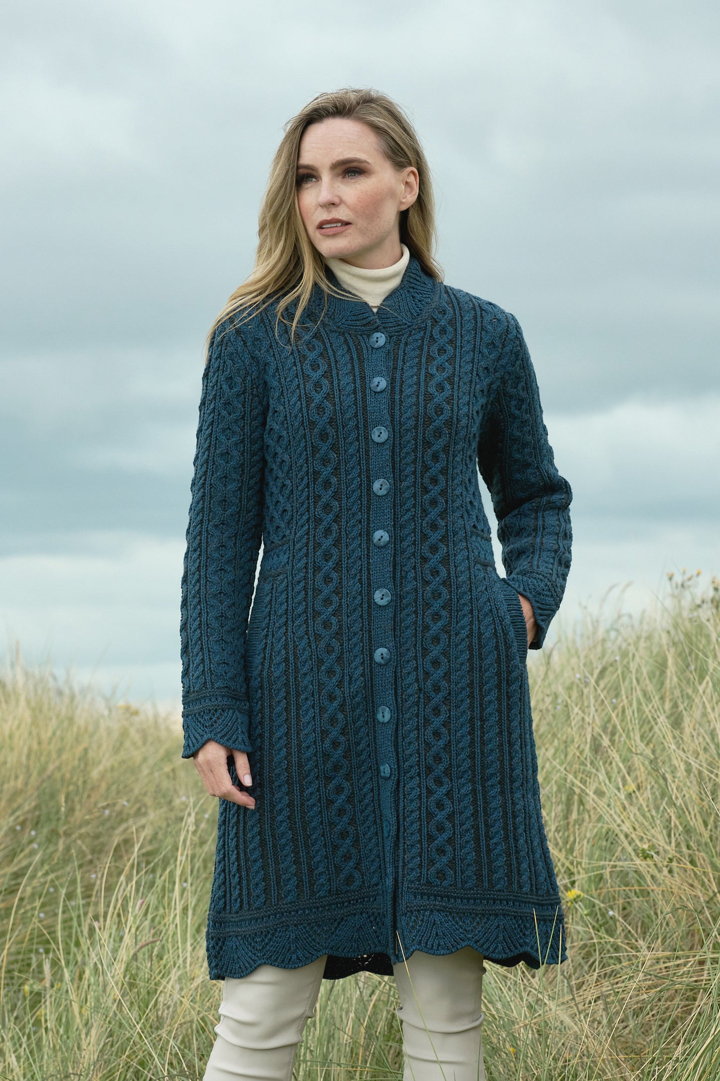 Aran Long Button Cardigan Coat [2 Colors]
