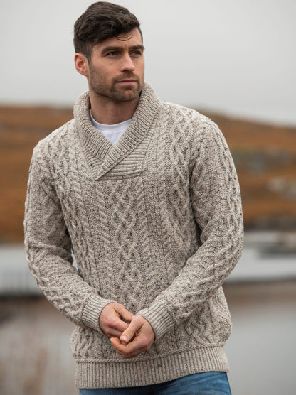 Aran Shawl Collar Cardigan