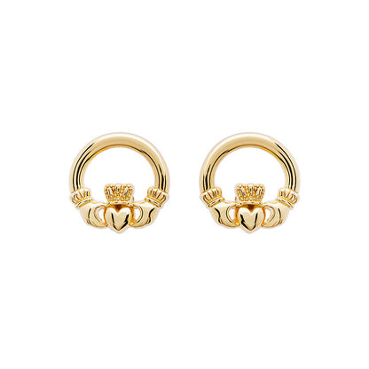 14KT Gold Vermeil Claddagh Stud Earrings