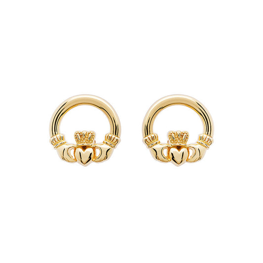 14KT Gold Vermeil Claddagh Stud Earrings