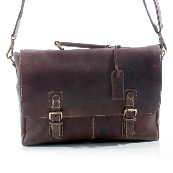 Dark Leather Briefcase & Shoulder Bag