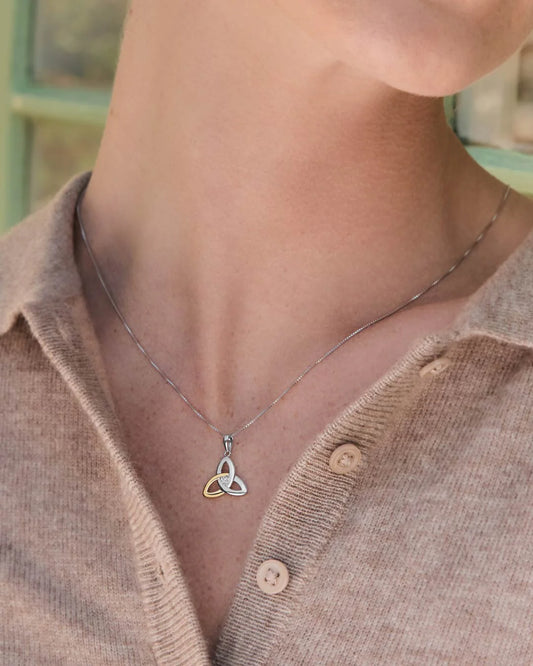 Gold & Silver Diamond Trinity Knot Pendant