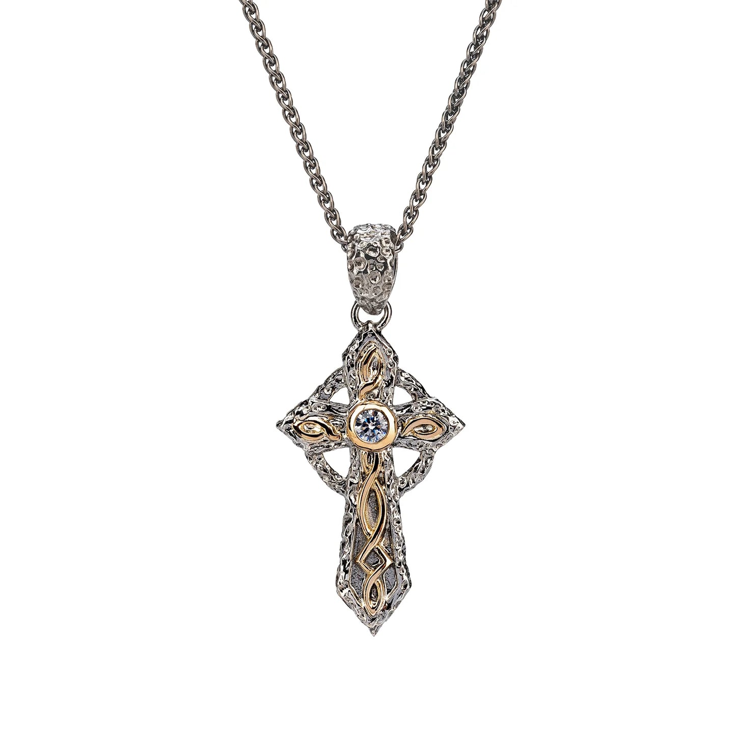 Silver & 10K Gold Celtic Cross Pendant