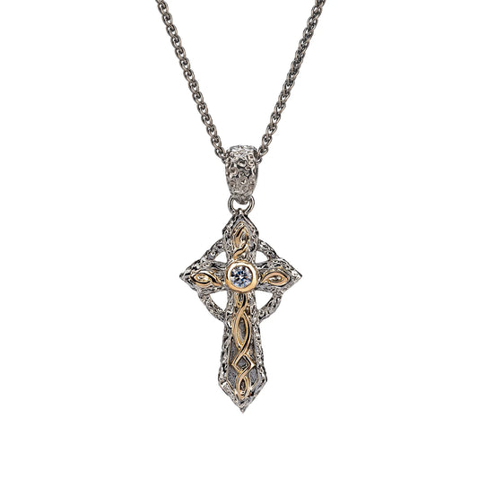 Silver & 10K Gold Celtic Cross Pendant