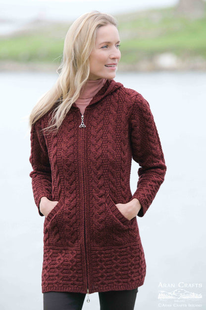 Aran Zip Cardigan with Hood [4 Colors]