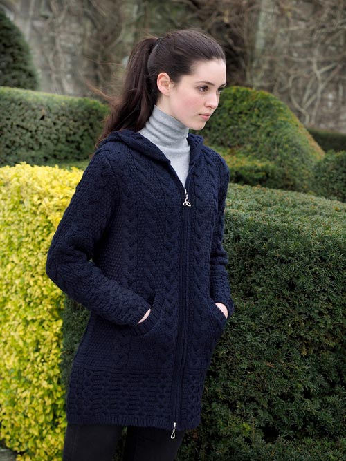 Aran Zip Cardigan with Hood [4 Colors]