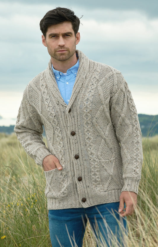 Aran Shawl Collar Cardigan [2 Colors]