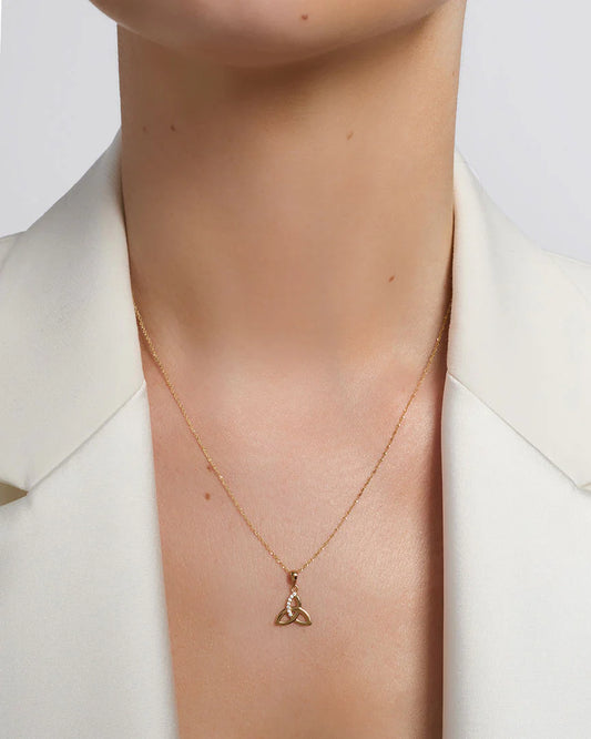 10K Gold/CZ Trinity Knot Necklace