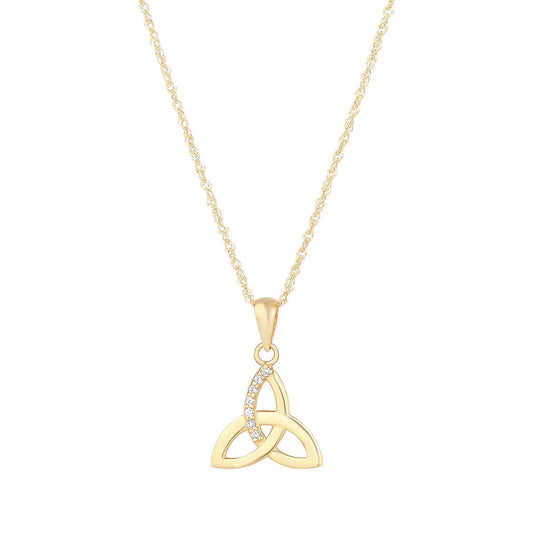 10K Gold/CZ Trinity Knot Necklace