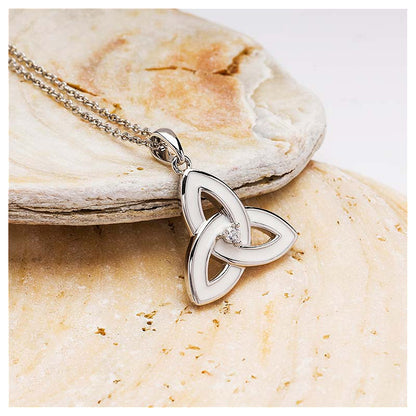 Sterling Silver White Enamel Trinity Pendant
