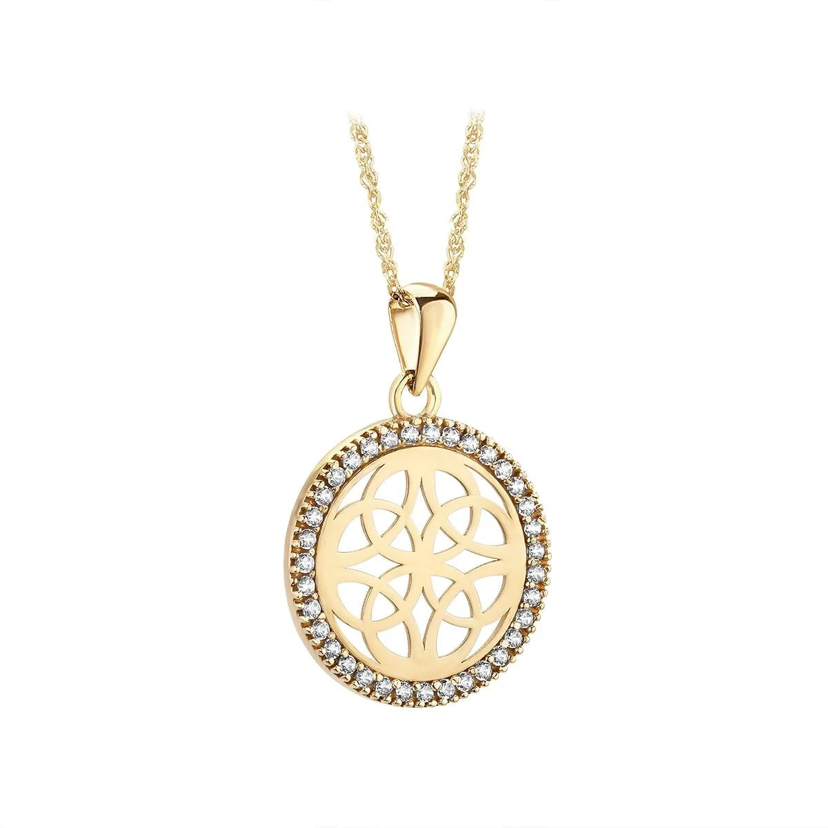 10K Gold/CZ Round Trinity Knot Necklace