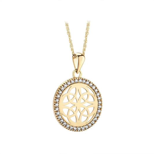 10K Gold/CZ Round Trinity Knot Necklace