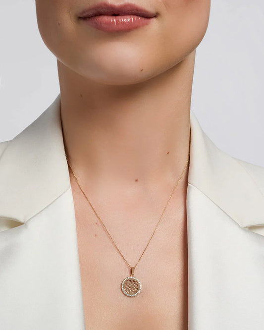 10K Gold/CZ Round Trinity Knot Necklace