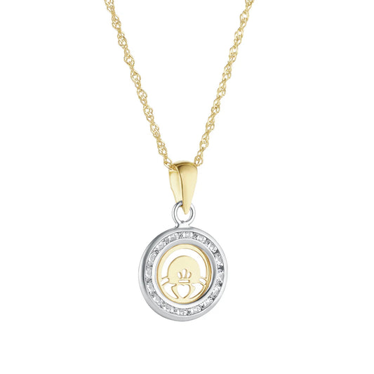 Petite Gold Round Claddagh Pendant