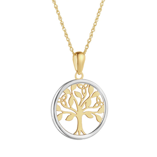 Two Tone Gold Celtic Tree of Life Pendant