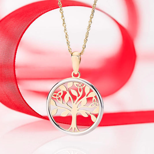 Two Tone Gold Celtic Tree of Life Pendant