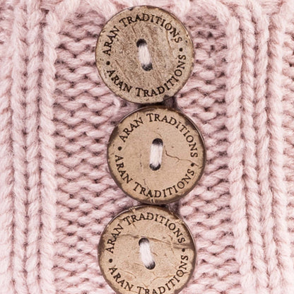 Aran Diamond Cable Button Hat - Blush